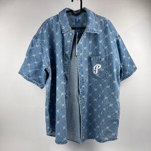 Pepsi Vintage Denim Monogram Button-Up Shirt